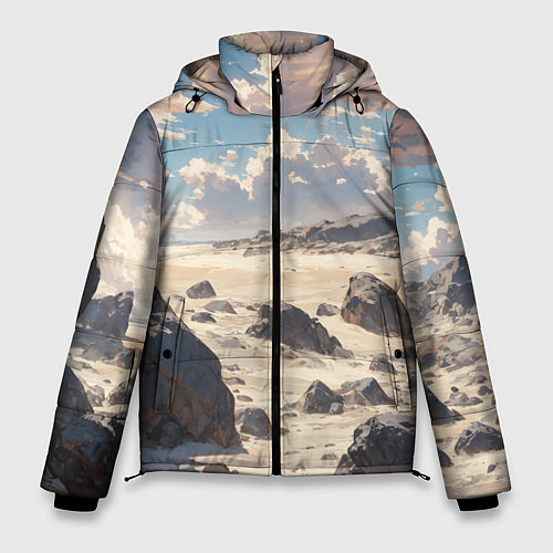 Мужская зимняя куртка Аниме пляж / 3D-Светло-серый – фото 1