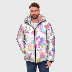Куртка зимняя мужская Единорог мороженое радуга и звездочки, цвет: 3D-светло-серый — фото 2