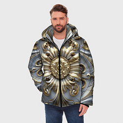 Куртка зимняя мужская Классические узоры бело-золотые узоры, цвет: 3D-светло-серый — фото 2