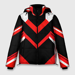Куртка зимняя мужская Красно-белые полосы и чёрный фон, цвет: 3D-черный
