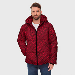 Куртка зимняя мужская Тёмно-красный однотонный текстурированный, цвет: 3D-черный — фото 2