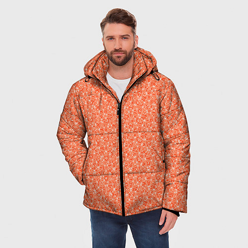 Мужская зимняя куртка Оранжевый мелкий рисунок / 3D-Красный – фото 3