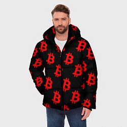 Куртка зимняя мужская Bitcoin red logo money, цвет: 3D-красный — фото 2