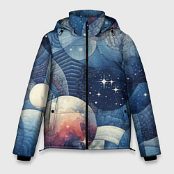 Куртка зимняя мужская Космический пэчворк - нейросеть, цвет: 3D-черный