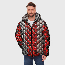 Куртка зимняя мужская Змеиная объемная текстурная красная шкура, цвет: 3D-светло-серый — фото 2