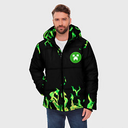 Куртка зимняя мужская Minecraft green flame, цвет: 3D-светло-серый — фото 2