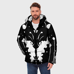 Куртка зимняя мужская Тест Роршаха - психоделика, цвет: 3D-черный — фото 2