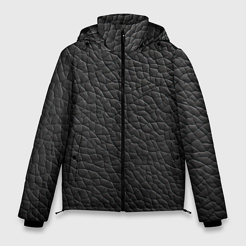 Мужская зимняя куртка Кожа черная / 3D-Светло-серый – фото 1