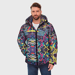 Куртка зимняя мужская Абстрактный хаос линий, цвет: 3D-светло-серый — фото 2