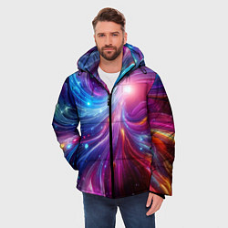 Куртка зимняя мужская Неоновая абстракция - нейросеть, цвет: 3D-красный — фото 2