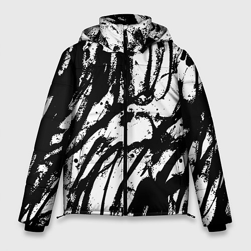 Мужская зимняя куртка Чёрно-белая абстракция: нейросеть / 3D-Светло-серый – фото 1