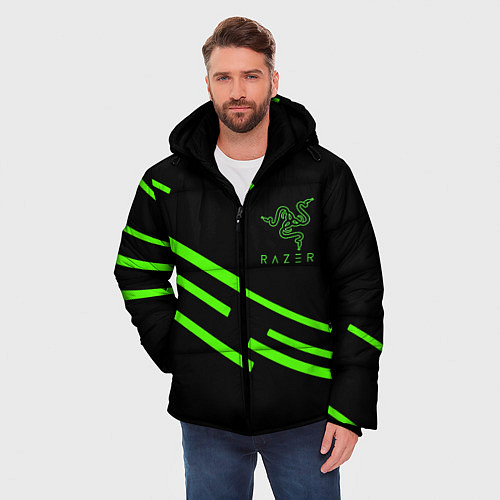 Мужская зимняя куртка Razer line green / 3D-Красный – фото 3