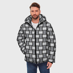 Куртка зимняя мужская Переплетенные серые ленты, цвет: 3D-черный — фото 2