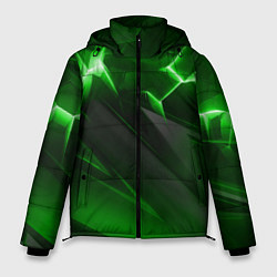 Куртка зимняя мужская Яркая зеленая объемная абстракция, цвет: 3D-красный
