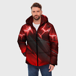 Куртка зимняя мужская Яркая красная объемная абстракция, цвет: 3D-красный — фото 2