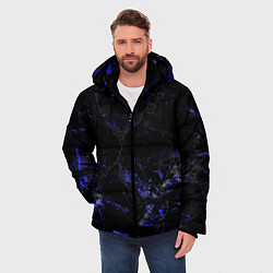Куртка зимняя мужская Потертая синяя текстура, цвет: 3D-черный — фото 2