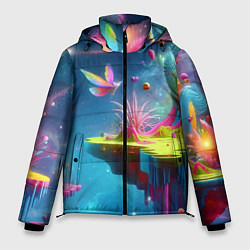 Куртка зимняя мужская Космическая фантазия - нейросеть, цвет: 3D-светло-серый