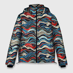 Куртка зимняя мужская Разноцветные абстрактные волны, цвет: 3D-светло-серый