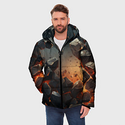 Куртка зимняя мужская Эпичный взрыв из камней, цвет: 3D-черный — фото 2