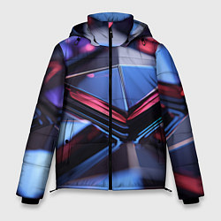 Куртка зимняя мужская Абстрактные фиолетовые плиты со свечением, цвет: 3D-светло-серый