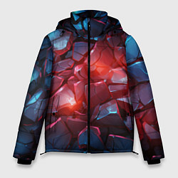 Куртка зимняя мужская Синие камни с красным светом, цвет: 3D-черный