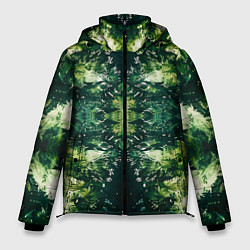Куртка зимняя мужская Калейдоскоп зеленая абстракция, цвет: 3D-черный