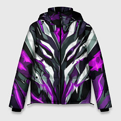 Мужская зимняя куртка Хаотичная фиолетово-белая абстракция