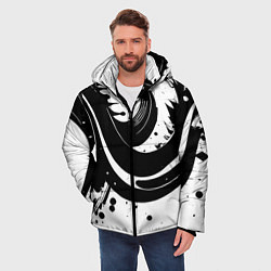 Куртка зимняя мужская Чёрно-белая экспрессивная абстракция, цвет: 3D-светло-серый — фото 2