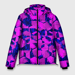 Куртка зимняя мужская Абстракция темно фиолетовый геометрический фон, цвет: 3D-черный