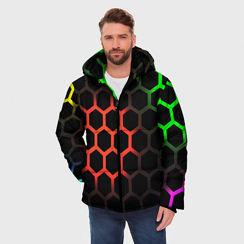 Мужская зимняя куртка Hexagon neon / 3D-Красный – фото 3