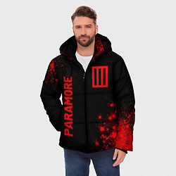 Куртка зимняя мужская Paramore - red gradient вертикально, цвет: 3D-черный — фото 2