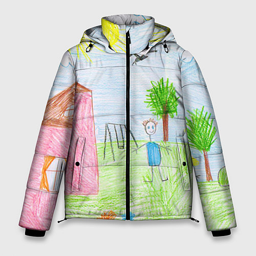 Мужская зимняя куртка Детские рисунки / 3D-Светло-серый – фото 1