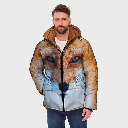 Мужская зимняя куртка Взгляд лисы / 3D-Красный – фото 3