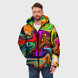 Куртка зимняя мужская Неоновые разводы, цвет: 3D-черный — фото 2