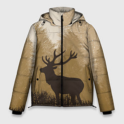 Куртка зимняя мужская Олень на охоте, цвет: 3D-черный