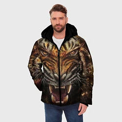 Куртка зимняя мужская Разъяренный тигр, цвет: 3D-черный — фото 2
