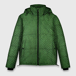 Куртка зимняя мужская Змеиная зеленая кожа, цвет: 3D-красный