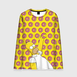Лонгслив мужской Пончики Гомера Симпсона, цвет: 3D-принт