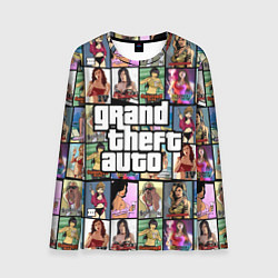 Лонгслив мужской GTA - все девушки персонажи, цвет: 3D-принт