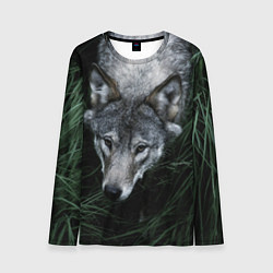 Лонгслив мужской Волк в траве, цвет: 3D-принт