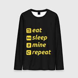 Лонгслив мужской Eat Sleep Mine Repeat, цвет: 3D-принт