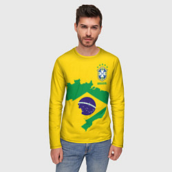 Лонгслив мужской Сборная Бразилии: желтая, цвет: 3D-принт — фото 2