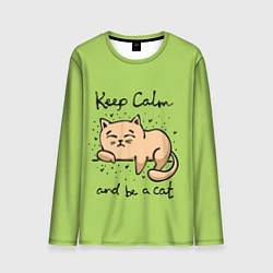 Лонгслив мужской Keep Calm and be a cat, цвет: 3D-принт