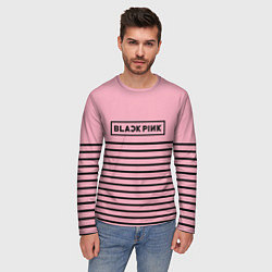 Лонгслив мужской Black Pink: Black Stripes, цвет: 3D-принт — фото 2