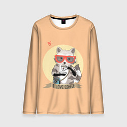 Мужской лонгслив Raccoon Love Coffee