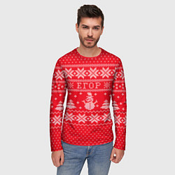Лонгслив мужской Новогодний Егор ugly sweater со снеговиками, цвет: 3D-принт — фото 2