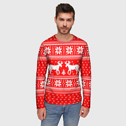 Лонгслив мужской Новогодние олени, цвет: 3D-принт — фото 2
