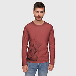 Лонгслив мужской Конь на красном фоне, цвет: 3D-принт — фото 2