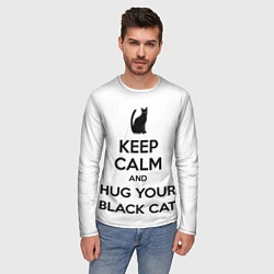 Лонгслив мужской Обними своего черного кота, цвет: 3D-принт — фото 2