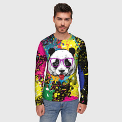 Лонгслив мужской Панда хипстер в брызгах краски, цвет: 3D-принт — фото 2